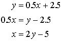 x=2y - 5